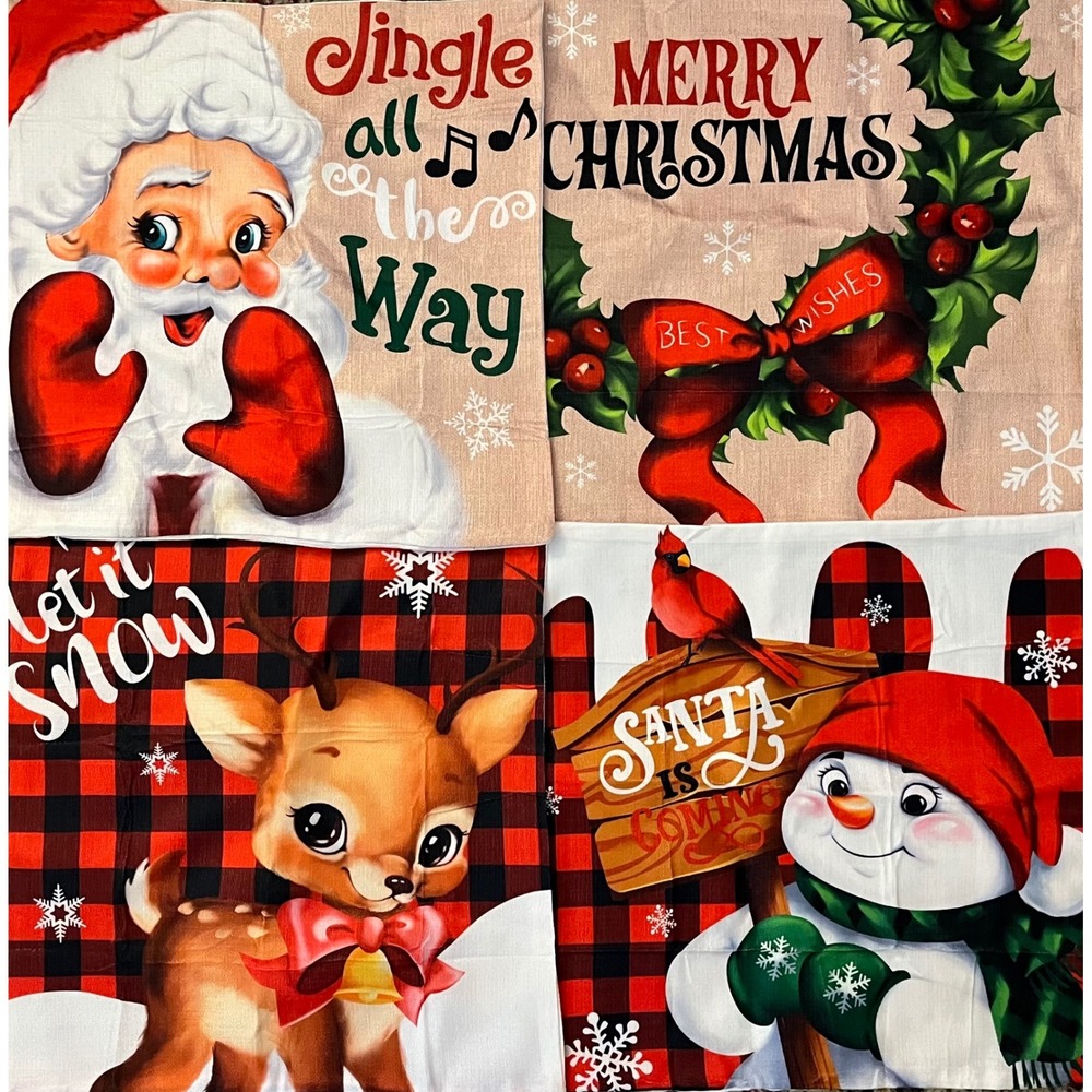 NEW‎ Christmas Pillow Covers 4 Pack Santa Reindeer Snowman Holiday Decor 17x17"